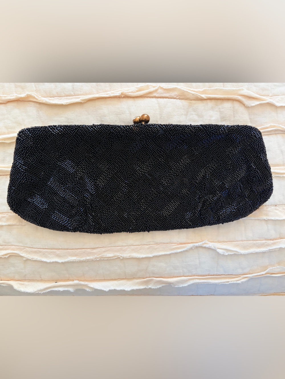 Walborg Black Beaded Kiss-Lock Clutch!
